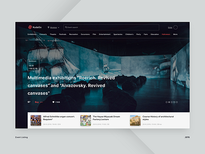 Event listing 070 daily ui dark ui event information kudago listing news photo service web