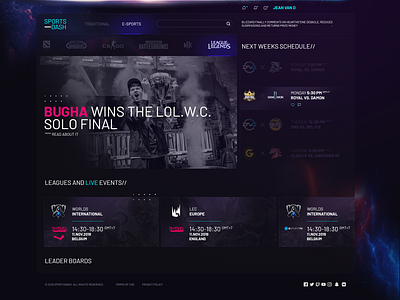 Web HP 3 dashboard esports homepage newsfeed sports