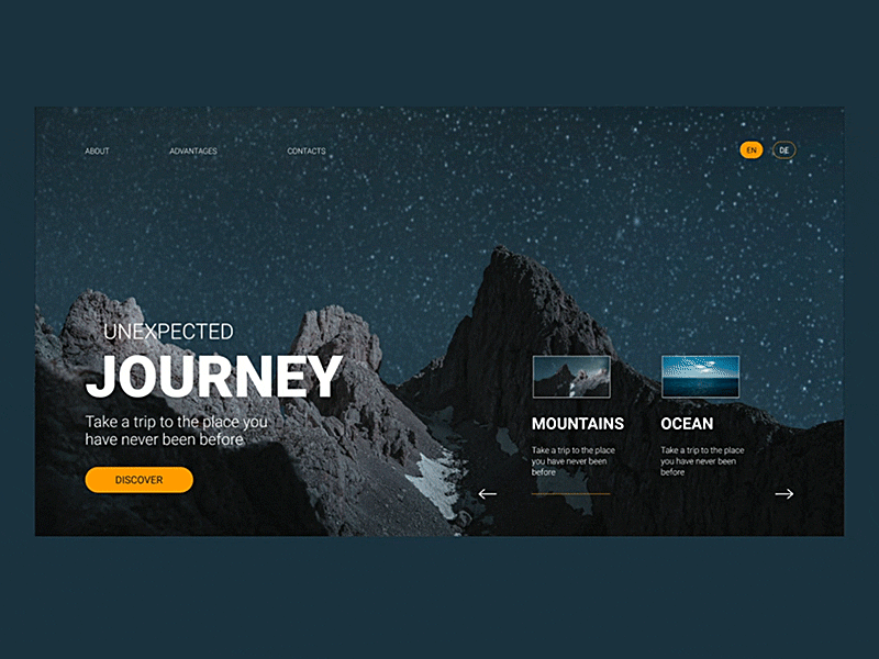 Unexpected Journey - promo web site animation figma landing parallax promo site web website