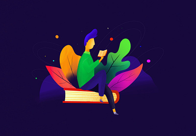 Read Book 2019 book colorful design dribbble gradient illustration minimal read ui vector web website