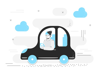 Monday We are Going Places, Vector Shape Library animation app black branding car cartoon character design icons illustration library mascot minimal playful ui ui design ux vector web website