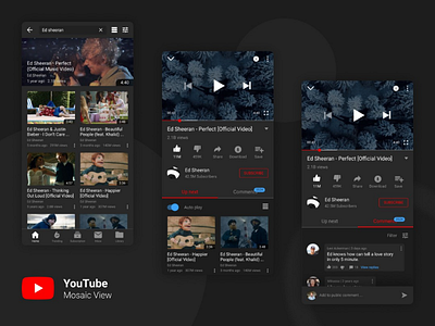 Youtube Mosaic View app darkmode ui ux youtube