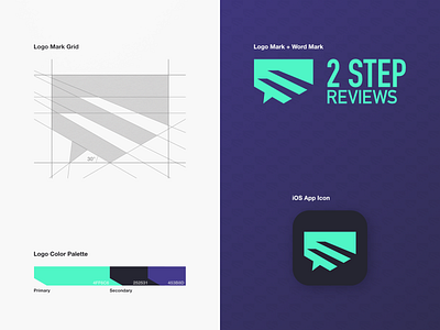 2 Step Reviews - Logo Design app app icon application brand design brandmark chat bubbles chat icon geometric logo grid logo logo design logo designer logo grid logo mark logotype mark negative space saas logo stairs steps