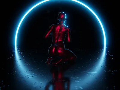 Abandoned 3d 3d art 3d artist blender blender 3d blender3d blender3dart graphic design graphicdesign neon neon colors neon light neon lights pose silhouette silhouettes silhoutte woman