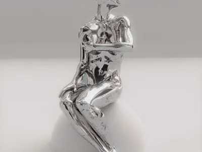 Faith 3d 3d art 3d artist blender blender 3d blender3d blender3dart chromatic chrome design graphic design graphicdesign lady metal metallic minimal silver statue woman woman portrait