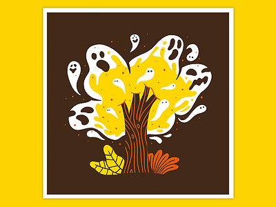 Day 19: Haunted Forest art design drawlloween forest ghost halloween halloween illustration haunted illustration nature retro texture