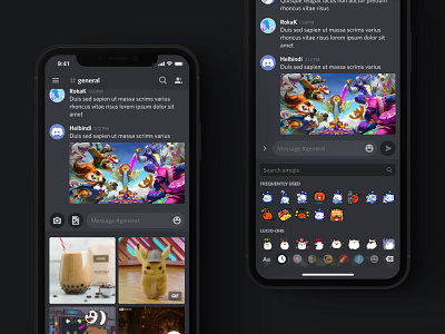 iOS Media & Emoji Picker app chat dark discord emoji ios media messaging mobile photo album product design ui ux