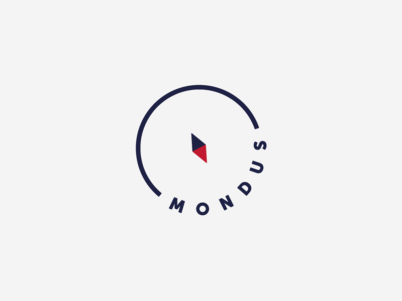 Mondus animation brand branding compass creative design graphic design holiday idea logo logofolio minimal north plane portfolio red tourism travel trip typography