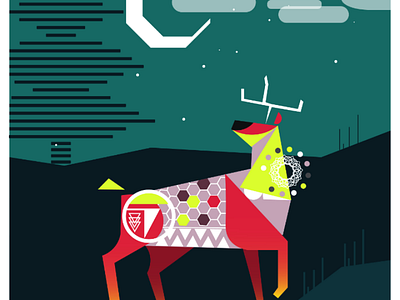 Geometric Deer( deer musk:DNA:muscles) animals geometry graphic art nature.