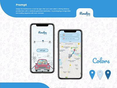 Road Trip App UI adobe xd illustraions maps roadmap roadtrip slider uidesign uiux vector visual xd