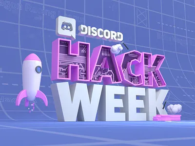 Discord Hack Week 3d blueprint building c4d cinema 4d hack hackathon logo octane rocket week