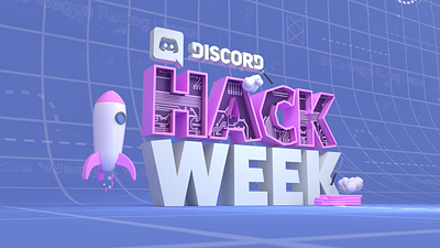 Discord Hack Week 3d blueprint building c4d cinema 4d hack hackathon logo octane rocket week