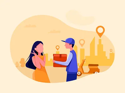 Get Delivery - Online shop Illustration concept app bag banner business buy card cart delivery delivery app delivery service online order pay payment phone product purchase shop