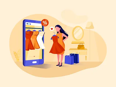 Explore your product - Online shop Illustration concept app bag banner business buy card cart online order pay payment phone product purchase