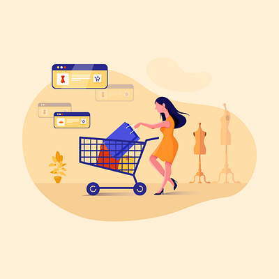 Add to your cart - Online shop Illustration concept app bag banner business buy card cart online order pay payment phone product purchase