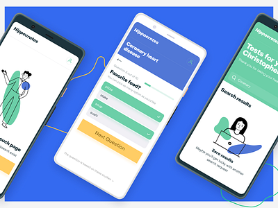 Hippocrates—online health checkup checkup empty state health healthcare human illustrations mobile pixel 4 poll quiz survey test