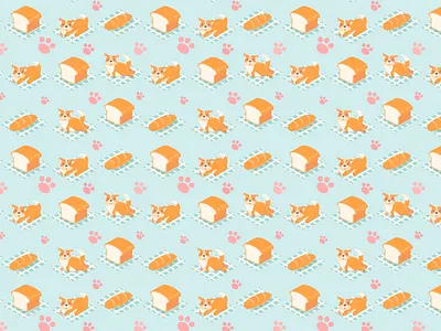 bun squad pattern bread buns corgi digital digital art dog illustrator pattern vector vector art vector illustration