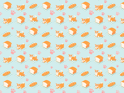 bun squad pattern bread buns corgi digital digital art dog illustrator pattern vector vector art vector illustration