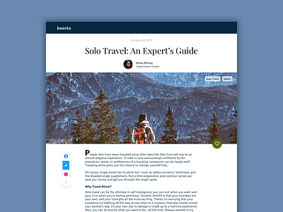 Blog Post 035 beento blog blog post blogger dailyui design destinations expert solo travel travel traveler trips ui ux