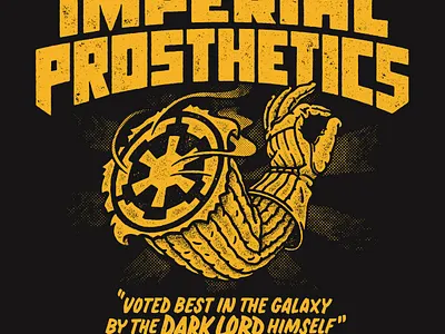 Imperial Prosthetics Final Revised design graphic illustration lettering pen and ink star wars t shirt tee typography