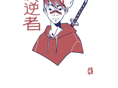 ANBU anbu anime art asian cartoon character china design human illustration japan kanji katana mask ninja red samurai streetwar styled