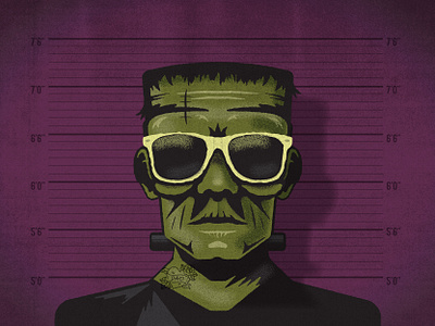 Hip Frank criminal dribbleweeklywarmup frankenstein halloween illustraion monster sunglasses tattoo texture