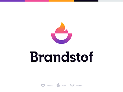 Brandstof bowl branding colorful community corporate identity creative design fire gradient gradient icon icon iconmark identity logo logomark smile typography vector wordmark