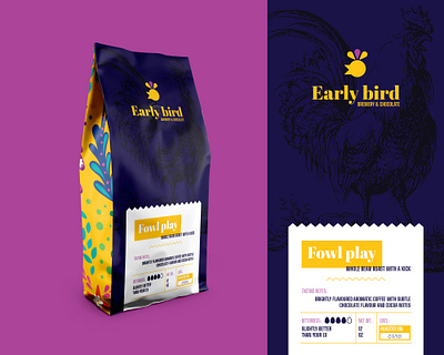 Weekly warm-up #8: Early bird Coffee packaging branding coffee coffee packaging colorful concept darkblue design dribbbleweeklywarmup illustration logo mark packaging rooster rooster logo vector weekly warm up weeklywarmup yellow