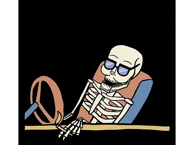 Death Trip car cigarette death design illustration lowbrow minimal skeleton skull tshirt art tshirtdesign vector