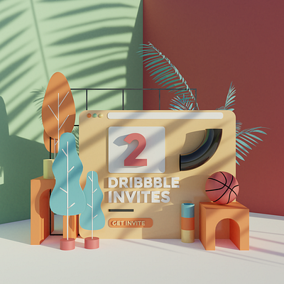 Dribbble Invites art direction artdirection blender 3d graphic design illustration low poly