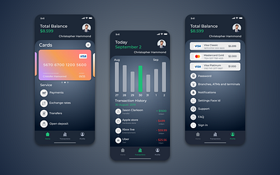 Finance App adobe xd app bank bank app calendar card design finance finance app interface iphone payment profile ui uiux ux wallet