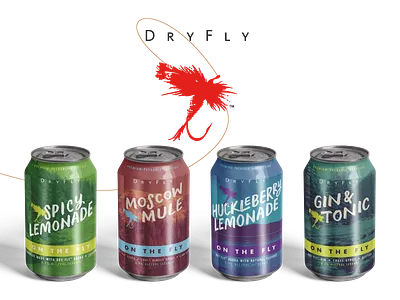 On The Fly canned cocktails dry fly label design moscow mule packaging spokane