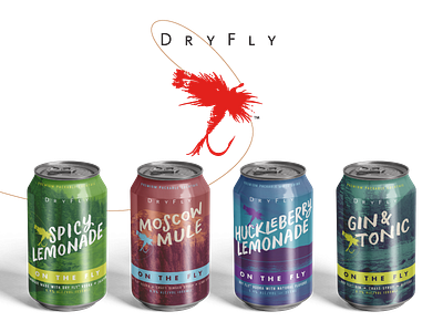 On The Fly canned cocktails dry fly label design moscow mule packaging spokane