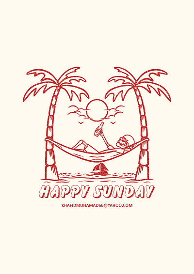 happy sunday apparel apparel design beach design design for sale forsale illustration sale sea skull skulls sunshine surf surfing swimming tropical tshirt tshirt design waves