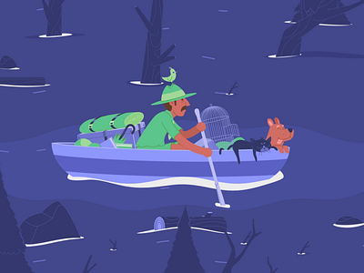 Canoe animated gif animation character design illustration loop vector