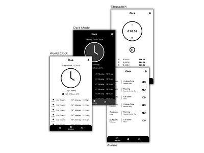 High Contrast Clock UI Design alarm clock android clock clock app design figma illustration ios layout mobile ui ui