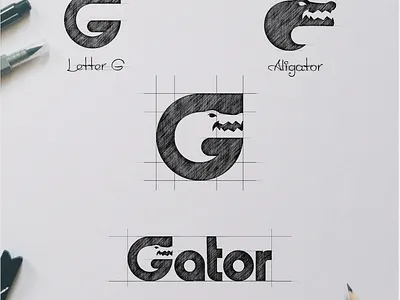 GATOR ( Letter G + Aligator ) aligator aligator logo animal animal logo brand branding crocodile design designer dual meaning garagephic studio graphic icon illustration inspiration letter g logo negative space negative space logo vector