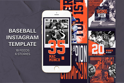 Baseball Instagram Templates banner pack banners baseball business design feed instagram marketing socialmedia sport stories