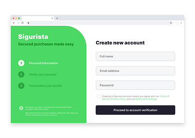 Sigurista - Sign Up Form component form design security sign up