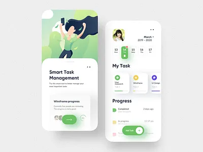 Smart Task Management app UI app app design application design application ui calendar clean ui design flat illustrations mobile app mobile ui task app task list task manager ui ux