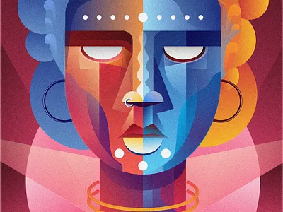 Tribal Portrait Design blue bold contrast contrasting design graphic graphic design illustration portrait red tribal vector vector illustration woman