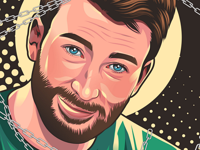 Chris Evans cartoon character illustration portrait vector