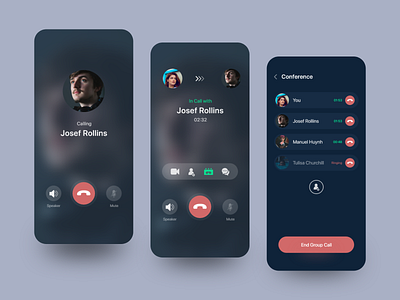 Voice Call screens for Messaging App app design calling app chat app design messenger app minimal ui userinterface