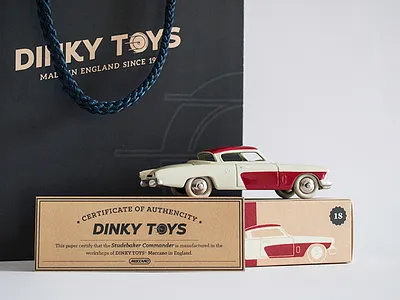 Dinky Toys packaging rebranding - Studebaker Commander branding car design illustration packaging typography vector