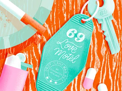Love Motel 69 handlettering illustration key keychain kinky lettering love motel