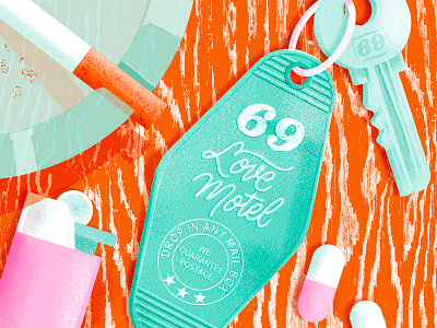 Love Motel 69 handlettering illustration key keychain kinky lettering love motel