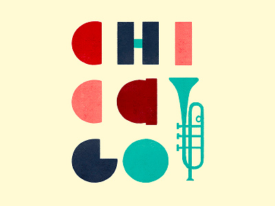 Chicago handlettering illustration jazz lettering photoshop texture trumpet windy city