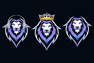 Lion e-sport logo animal branding crown design esport graphic head headphone king lion logo mascot sport vector