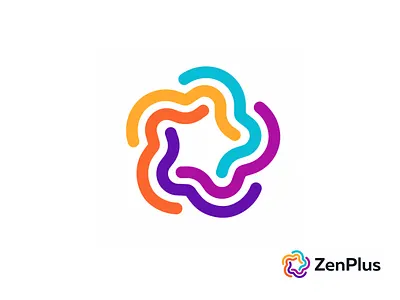 ZenPlus design geometry icon illustration japan line logo mark minimalism plus star vector zen