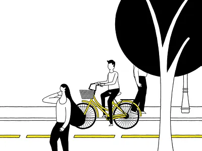 Almost Happy Oh no! Bicycle animated animation bicycle black design flat flat illustration graphic design illustration illustrations minimalist minimalistic vector yellow
